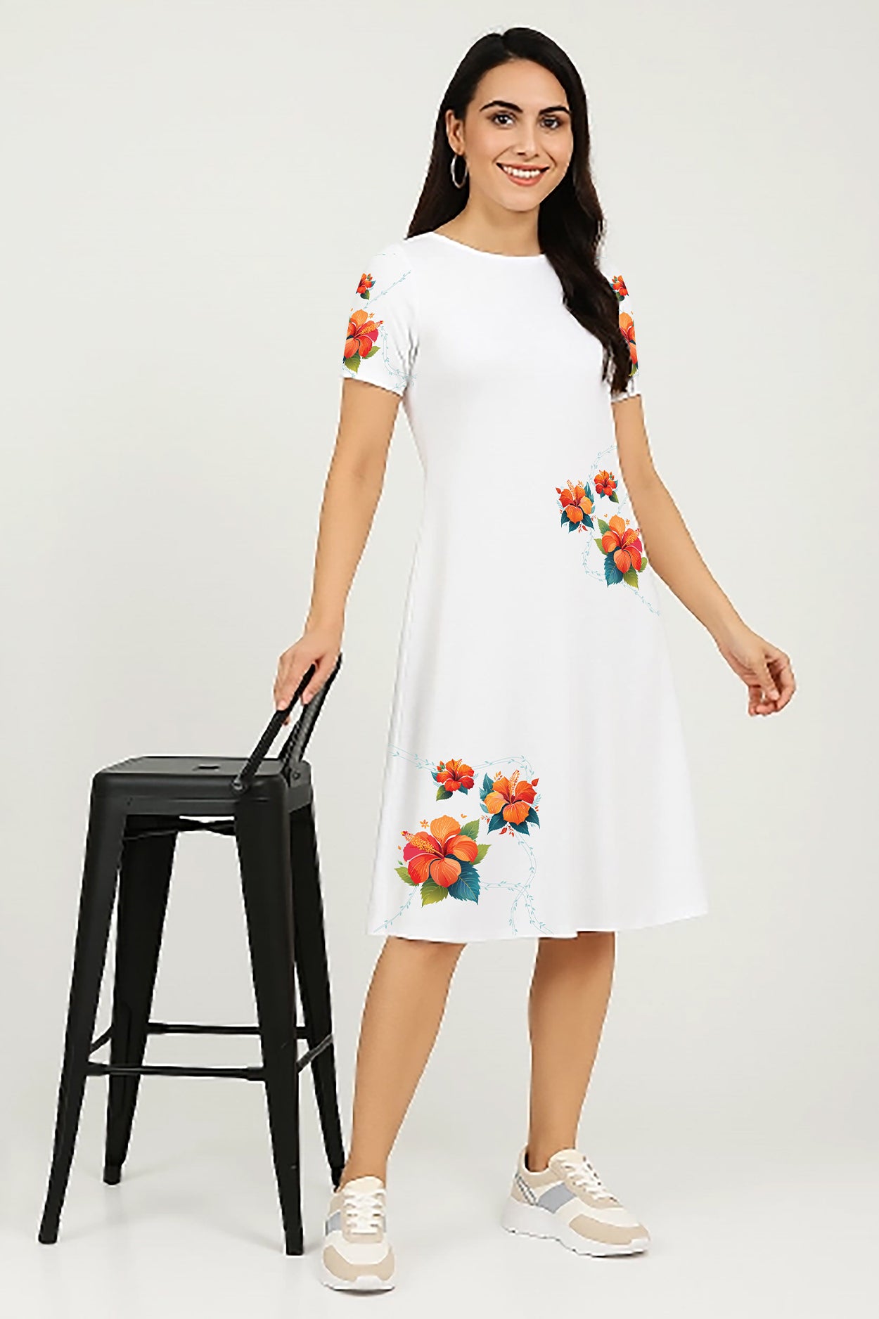Women’s Floral Hibiscus A-Line Dress