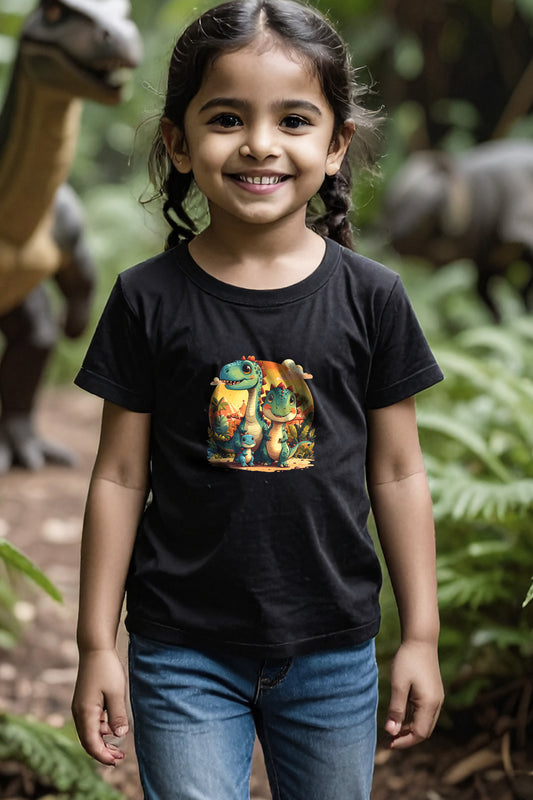 Dino Carnival Girl's Crew Neck T-Shirt