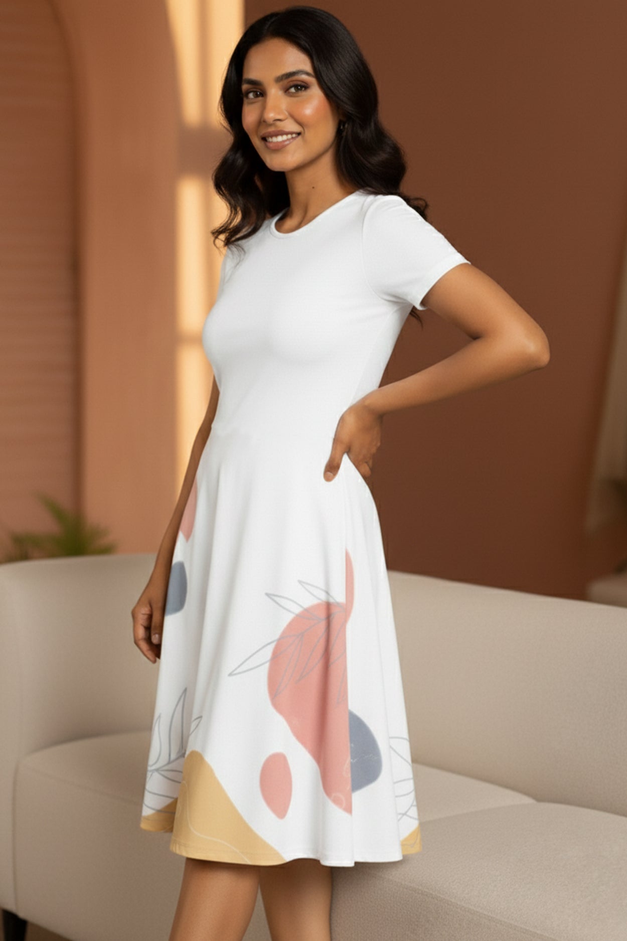 Women ALine Dress Abstract Print