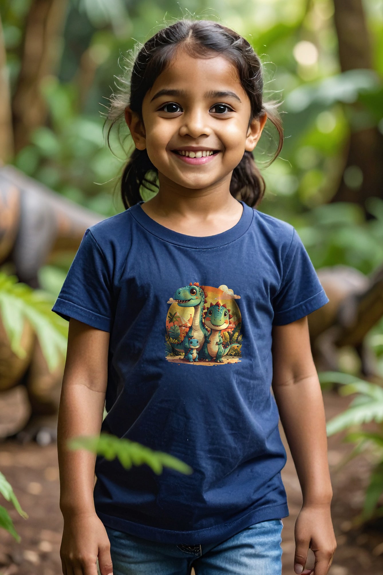 Dino Carnival Girl's Crew Neck T-Shirt