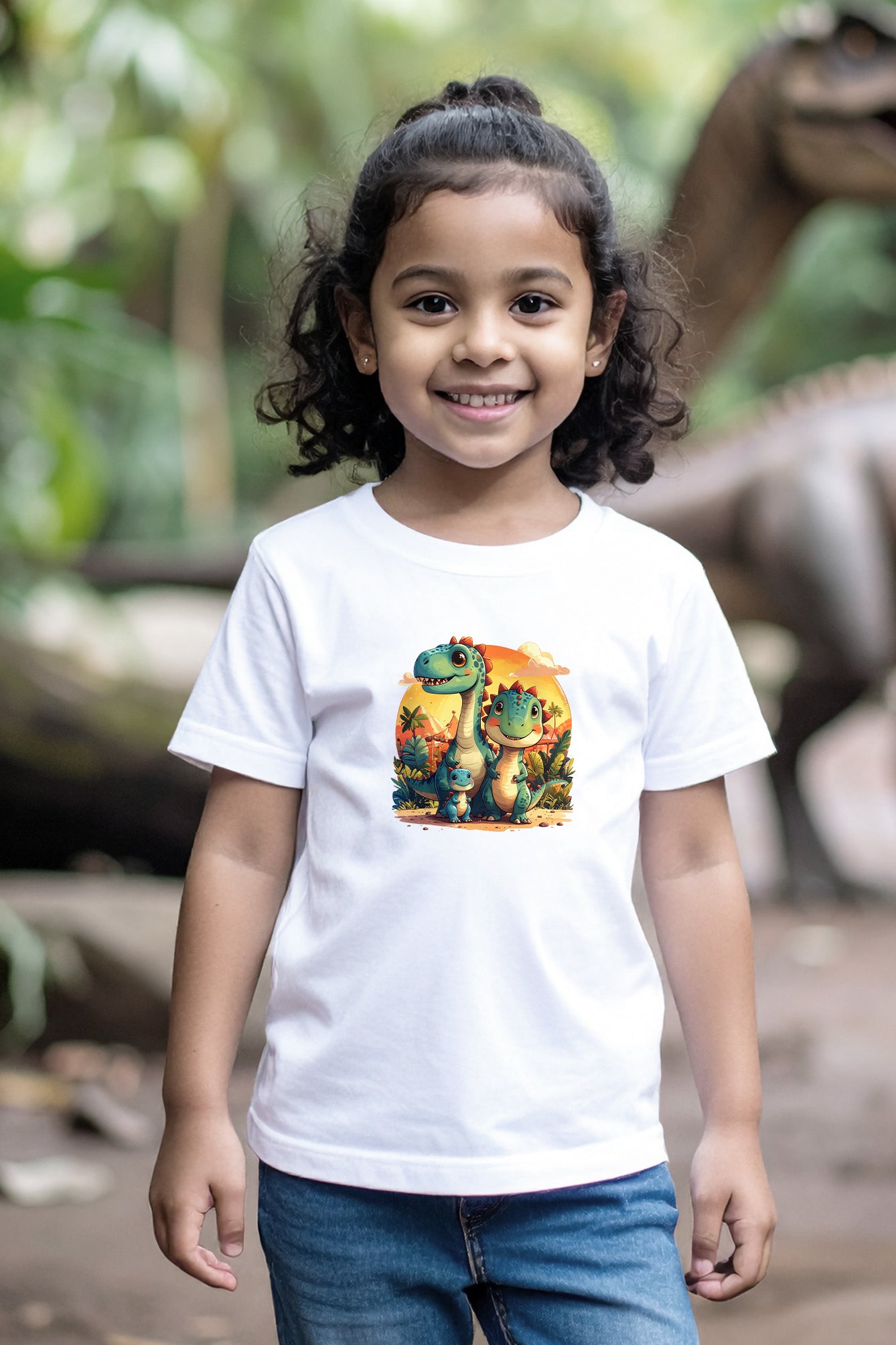 Dino Carnival Girl's Crew Neck T-Shirt