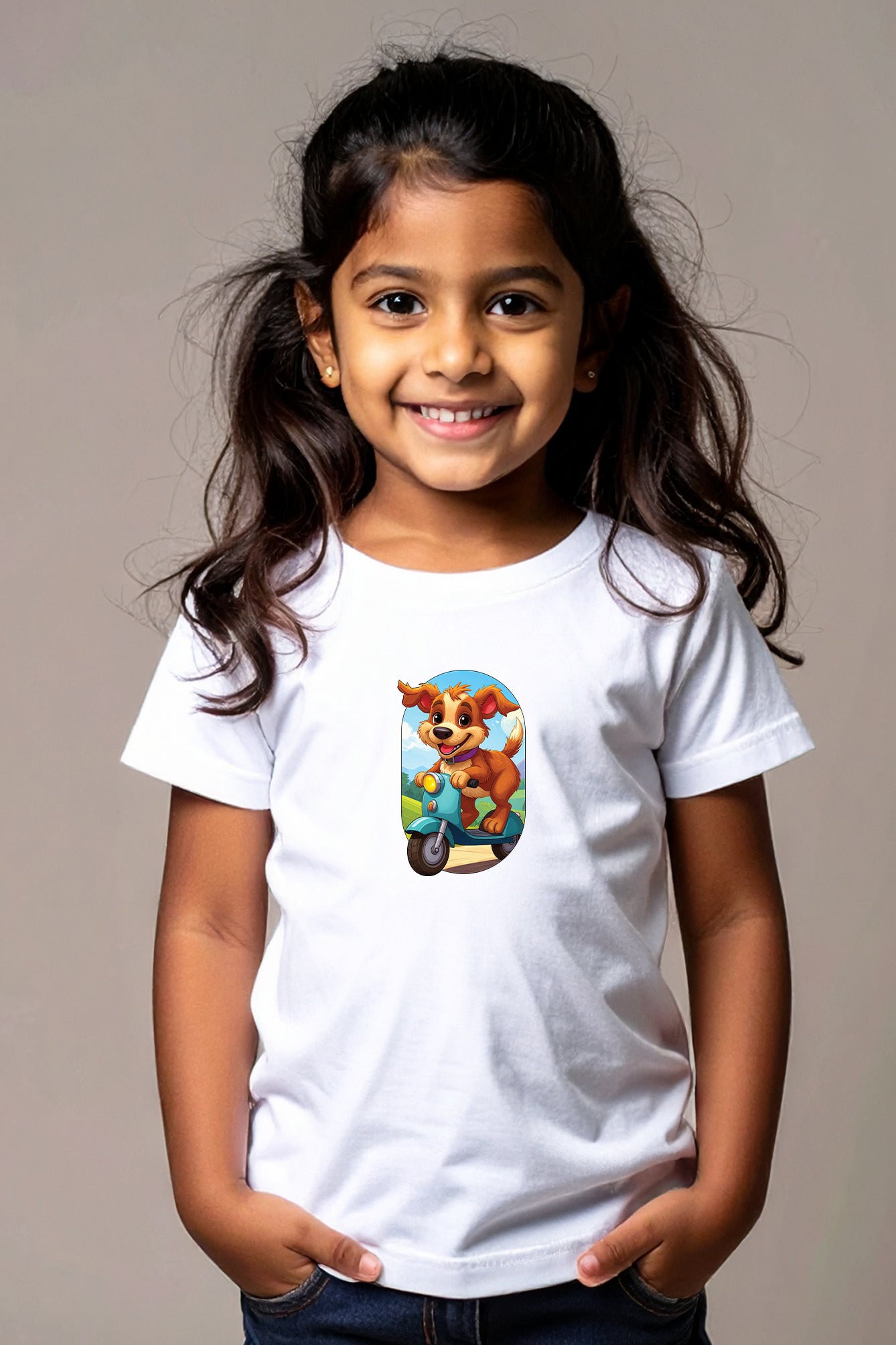 Scooter Pup Kid’s Crew Neck T-Shirt